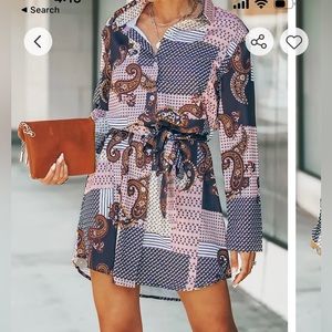 Cupshe color block shirt dress size XL. Worn one time. Button down with belt.